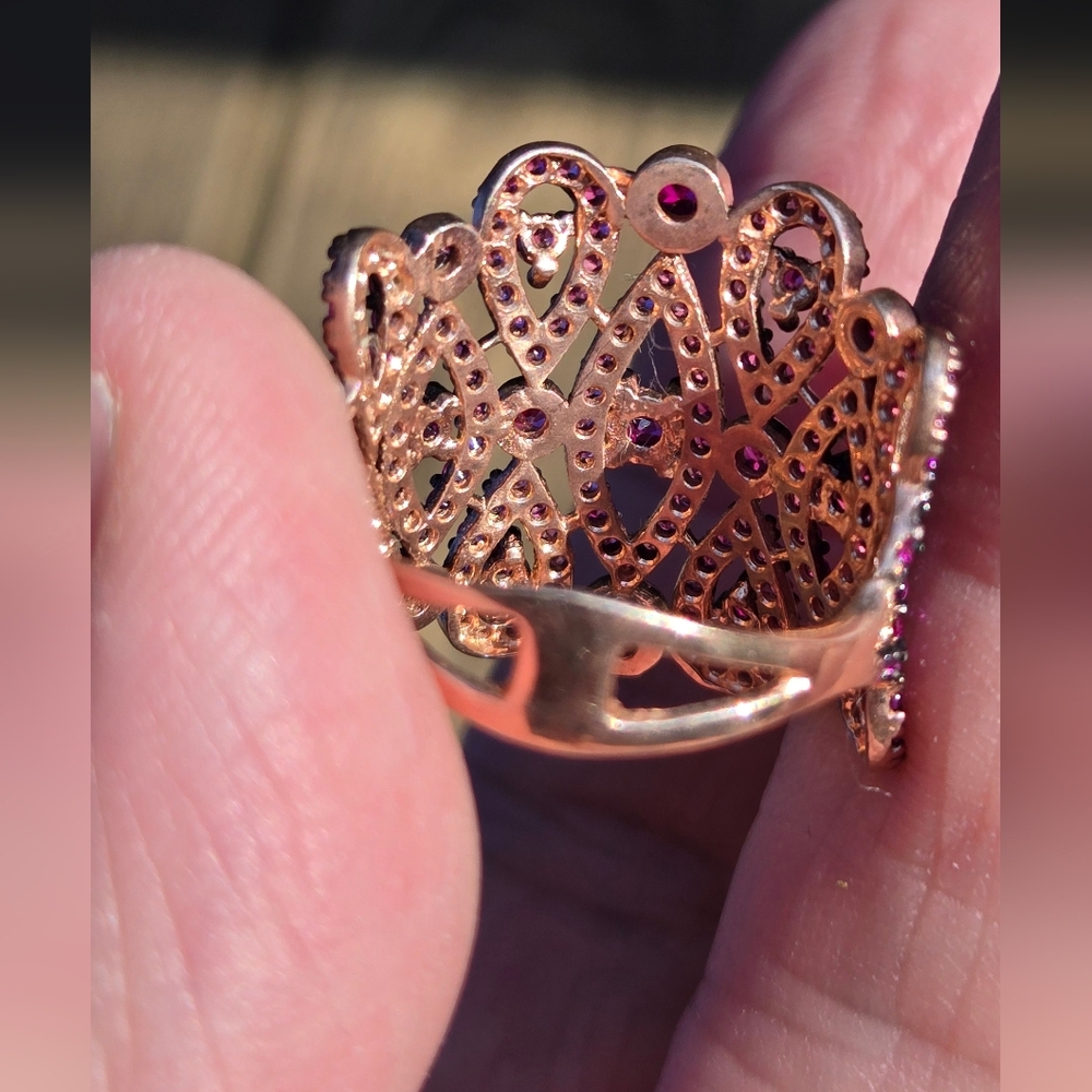 Ruby lace Sterling & Gold Lace Ring sz 7.5 - Picture 6 of 6